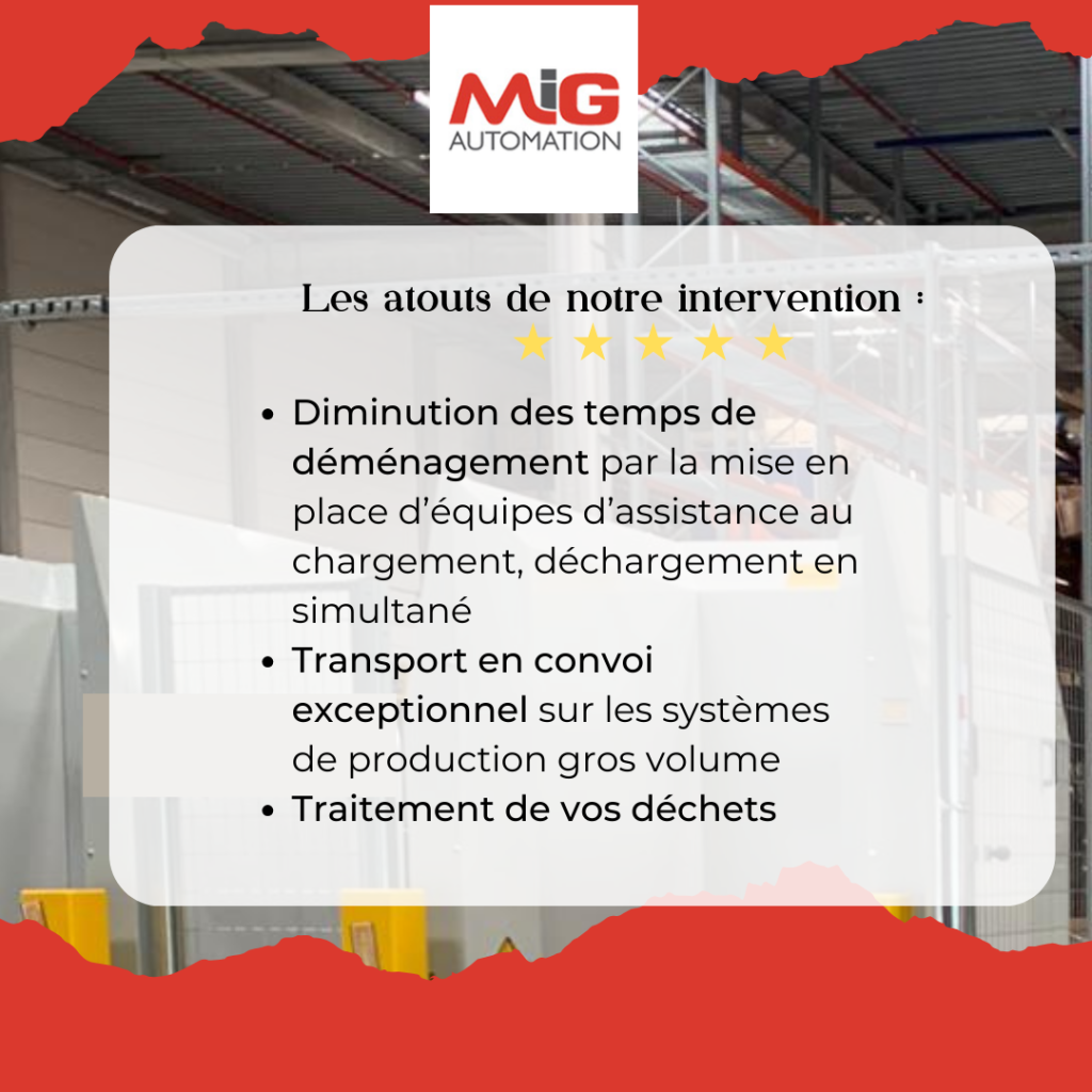 déménagement trasfert ligne de production